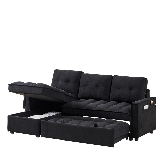 Chenille Reclining Sleeper Sofa Bed With Storage - Omega Lifestyles