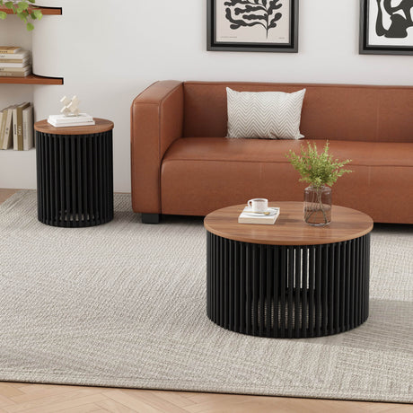 Acacia Solid Wood Round 30-Inch Coffee Table - Sleep Galleria