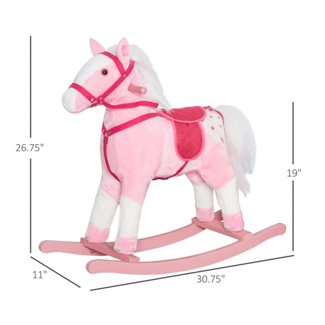 Kids Plush Ride-On Rocking Horse With Realistic Sounds - Omega Lifestyles