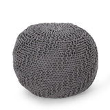 Modern Handmade Knit Cotton Round Pouf 20-Inch - Omega Lifestyles