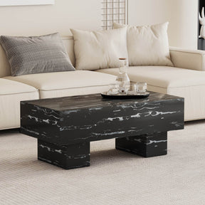 Modern Black Patterned MDF Rectangular Coffee Table - Omega Lifestyles