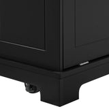Fluted Rubber Wood Kitchen Island With Trash Can Cabinet - Omega Lifestyles