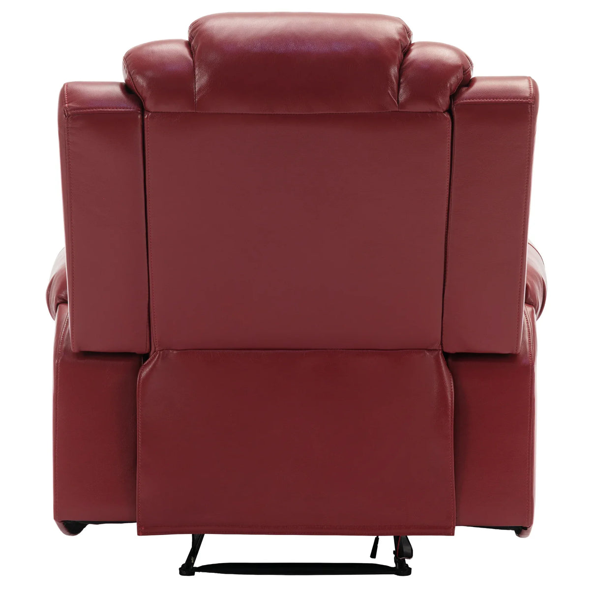 Wine Red Faux Leather Manual Recliner Sofa Set With LED Strip - Omega Lifestyles