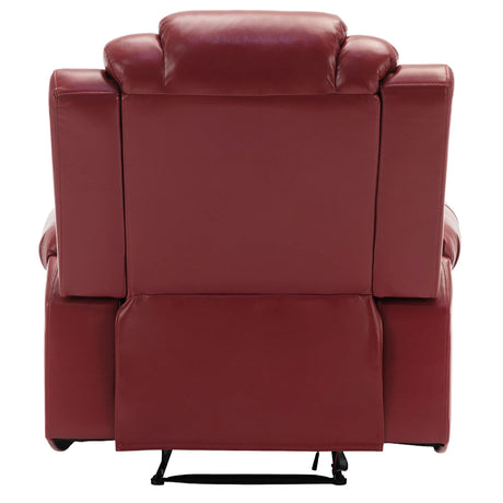 Wine Red Faux Leather Manual Recliner Sofa Set With LED Strip - Omega Lifestyles