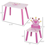 3-Piece Kids Wooden Table And Chair Set With Crown Pattern - Omega Lifestyles