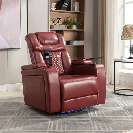 Power Recliner Chair PU Leather With USB Tray Table - Omega Lifestyles
