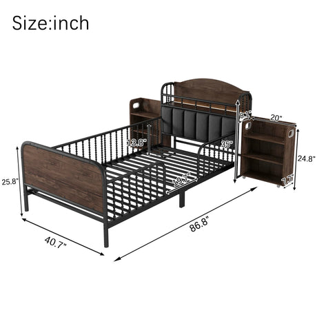 Twin Metal Platform Bed Frame With LED Light - Omega Lifestyles