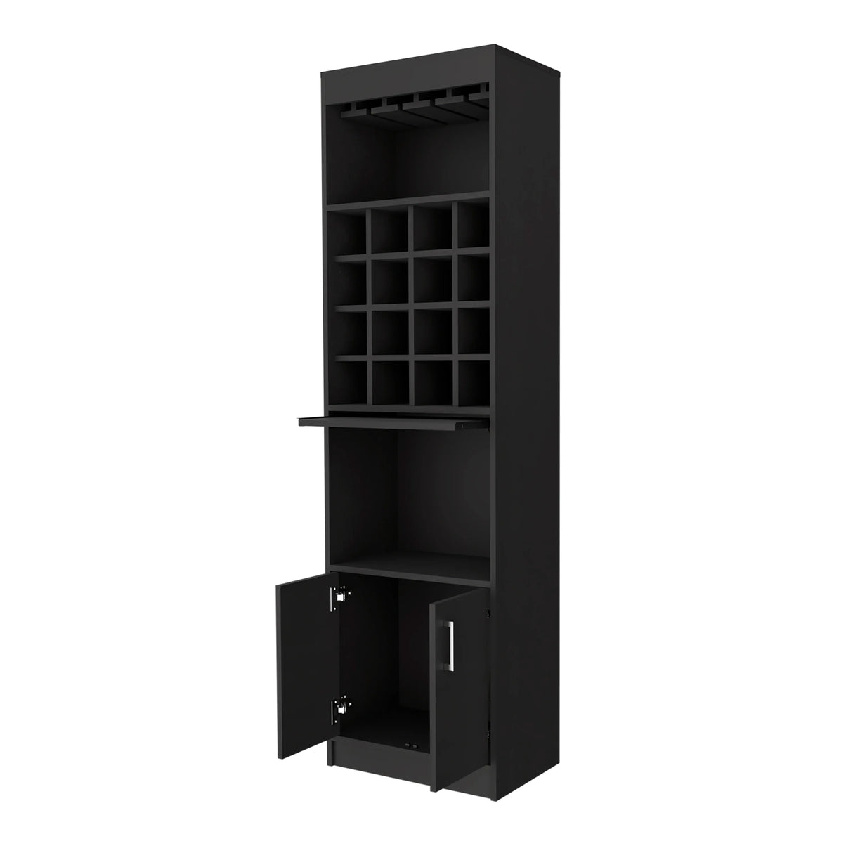 Black Particle Board Bar Cabinet With Wine Rack - Omega Lifestyles