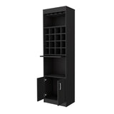 Black Particle Board Bar Cabinet With Wine Rack - Omega Lifestyles