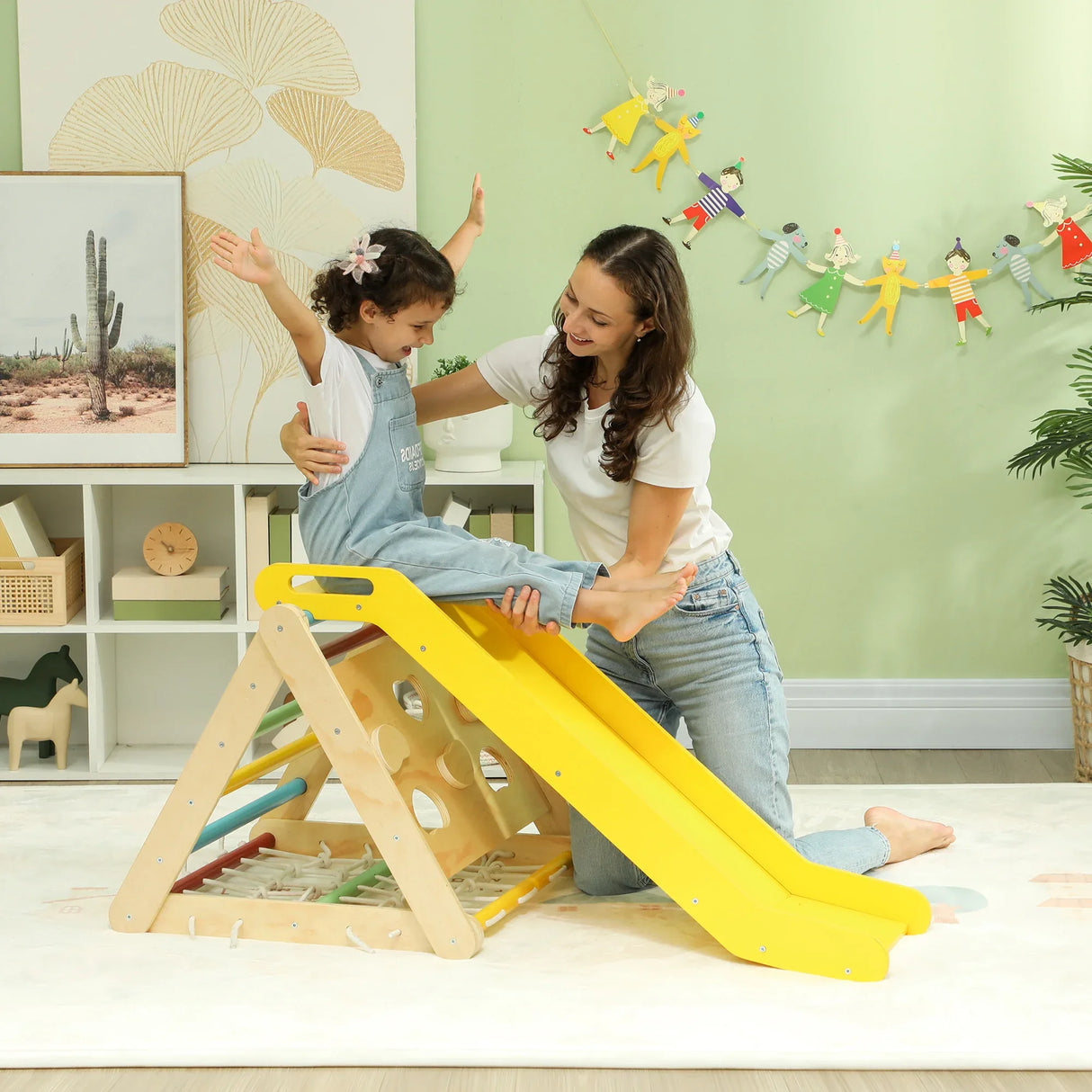 5-in-1 Wooden Pikler Triangle Climber Toddler Gym - Omega Lifestyles