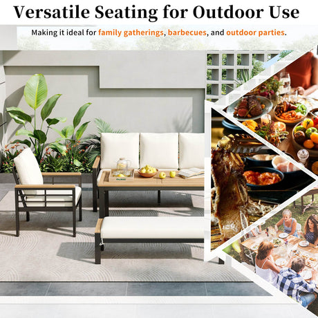 5-Piece Acacia Wood Iron Frame Patio Furniture Set - Omega Lifestyles