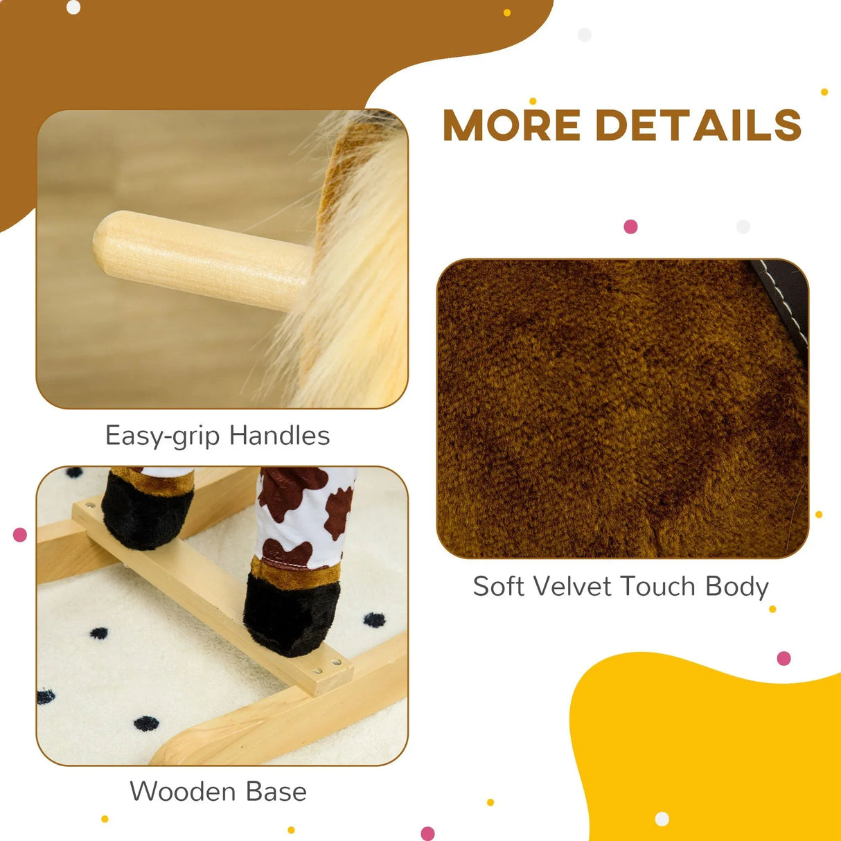 Plush Large Kids Rocking Horse With Realistic Sound - Omega Lifestyles