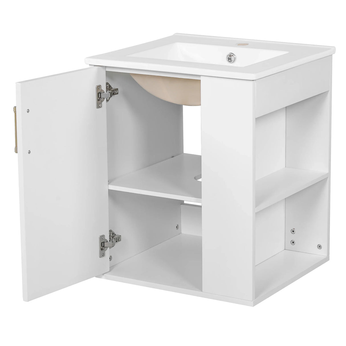 Modern Wall Mounted Bathroom Cabinet With Ceramic Sink - Omega Lifestyles