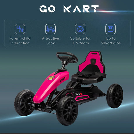 Kids Adjustable Pedal Go Kart With Handbrake And Shock Absorbing Wheels - Omega Lifestyles