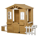 Kids Outdoor Wooden Playhouse With Door Windows Mailbox - Omega Lifestyles