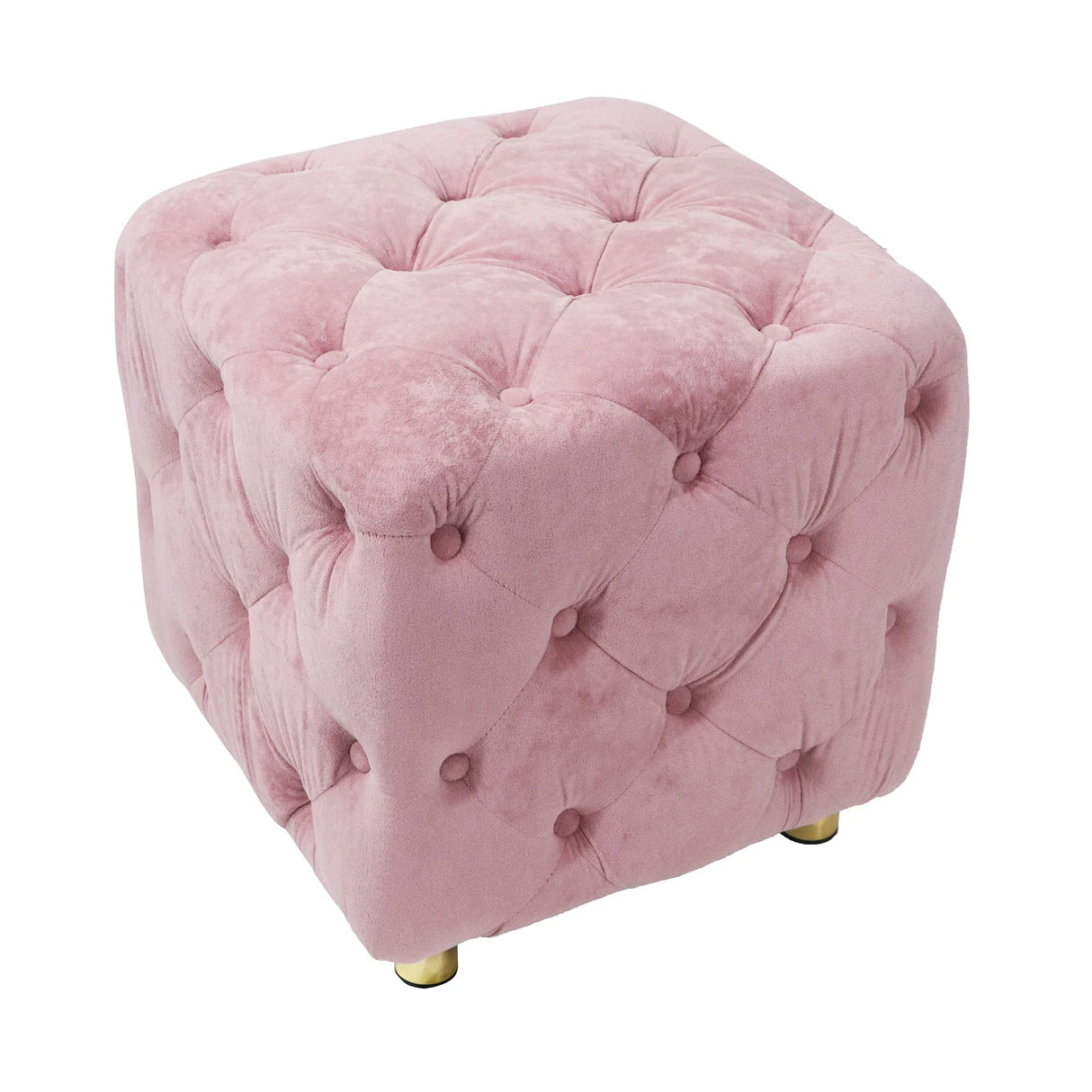 Pink Velvet Dice-Shaped Storage Ottoman With Foam Seat - Omega Lifestyles