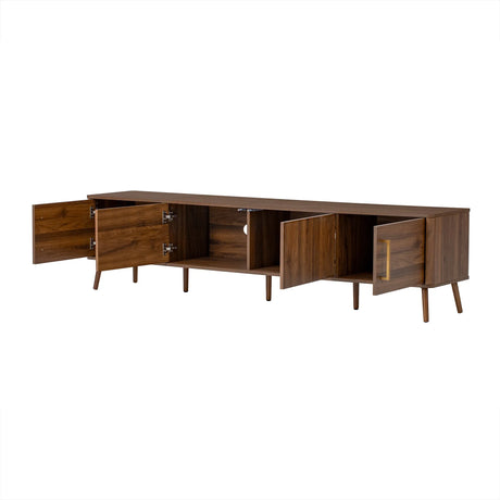 Modern Walnut Fluted Door 78-Inch TV Stand - Omega Lifestyles