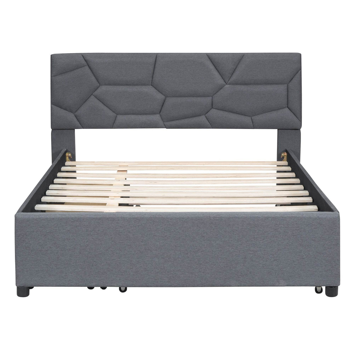 Full Upholstered Platform Bed With Trundle And Drawers - Omega Lifestyles