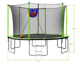 15-Inch Galvanized Steel Frame Safety Trampoline With Hoop - Omega Lifestyles
