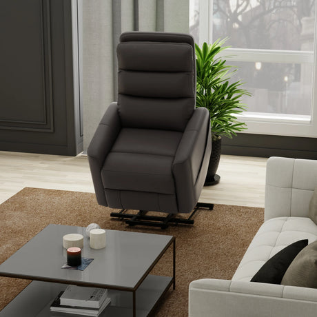 Grey Faux Leather Power Lift Recliner Chair With USB Charging - Omega Lifestyles