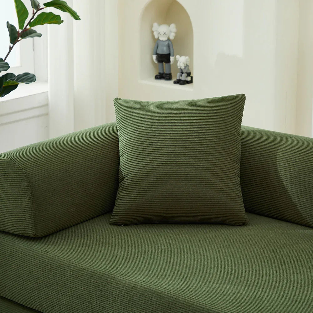 Corduroy 3-Seater Folding Sofa Bed With Pillows - Omega Lifestyles