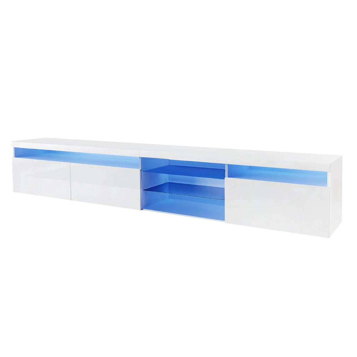 White Modern LED Light Particle Board TV Stand - Sleep Galleria