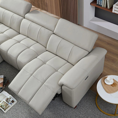 Electric Control Genuine Leather Wall Hugger Reclining L Chaise Sofa - Omega Lifestyles