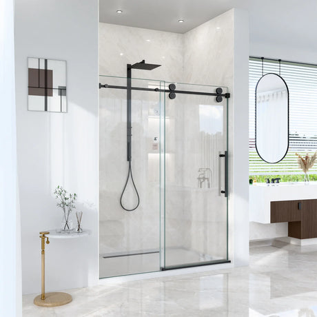 Frameless Matte Black 8mm Tempered Glass Shower Door - Omega Lifestyles