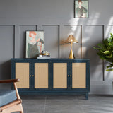 Rattan Wooden Storage Sideboard Cabinet with Shelves - Omega Lifestyles