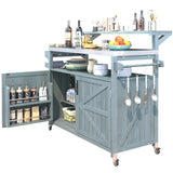 Outdoor Rolling Grill Cart With Raised Shelf Storage - Omega Lifestyles