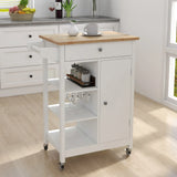 White Multi-Functional Kitchen Island Trolley Cart With Wheels - Omega Lifestyles