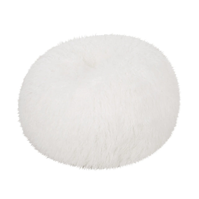Rounded Faux Fur Foam Filled Bean Bag Chair - Omega Lifestyles