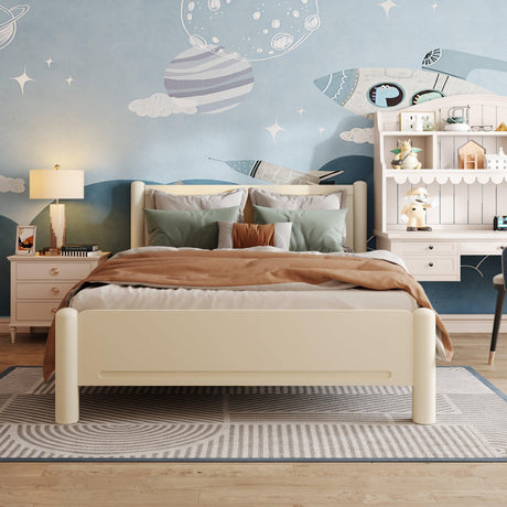 Queen Solid Wood Platform Bed Frame With Headboard - Omega Lifestyles