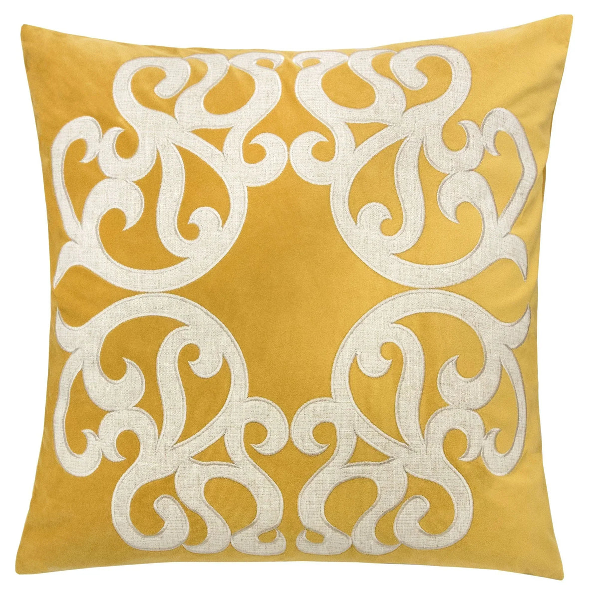 Yellow Vintage Vine Polyester Velvet Pillowcase 20x20 Inch - Omega Lifestyles