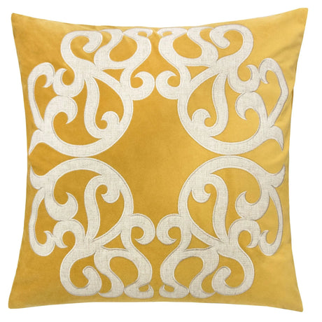 Yellow Vintage Vine Polyester Velvet Pillowcase 20x20 Inch - Omega Lifestyles