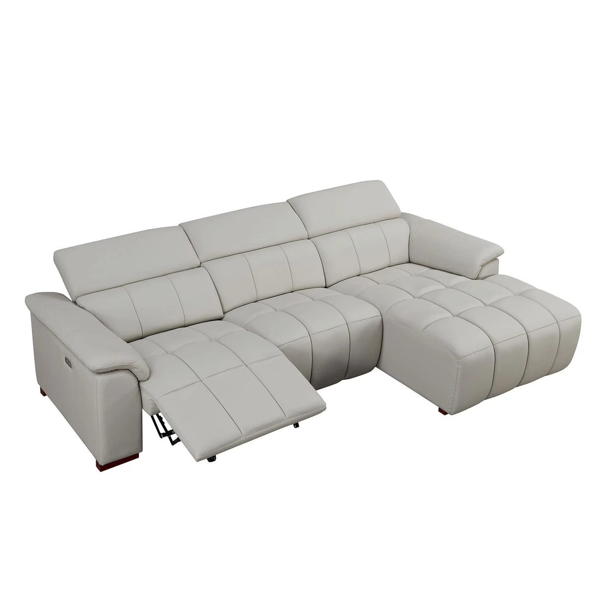 Electric Genuine Leather Reclining R Chaise Sofa With USB Port - Omega Lifestyles