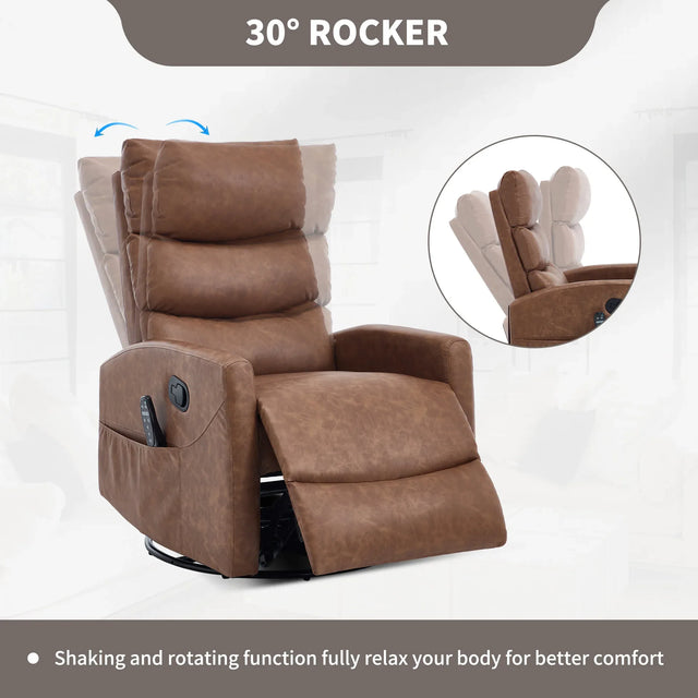 Heat Massage Recliner Chair With Swivel Rocker And Heat - Omega Lifestyles