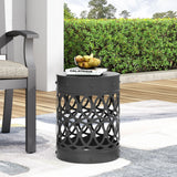 Modern Black Powder-Coated Iron Outdoor End Table - Omega Lifestyles
