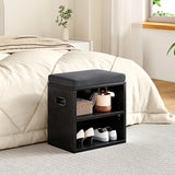 Wooden Entryway Storage Shoe Bench With Cushion Seating - Omega Lifestyles