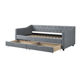 Twin Upholstered Linen Daybed With Storage Drawers - Omega Lifestyles