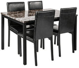 5-Piece Metal Frame Dining Set With Faux Marble Top - Omega Lifestyles