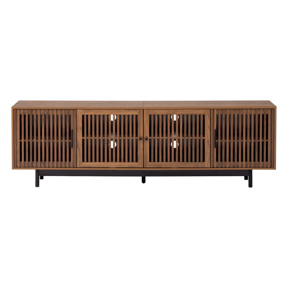 78-Inch Modern Walnut MDF TV Stand With Storage