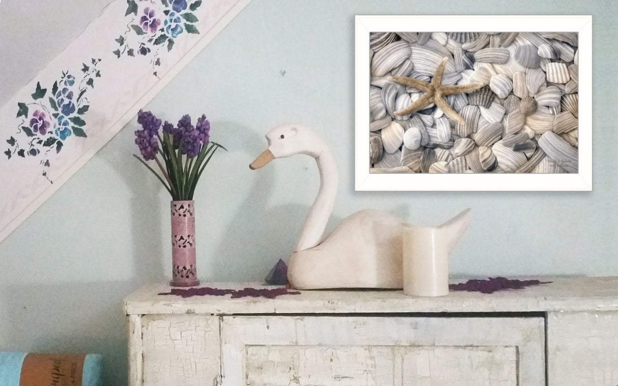 Starfish And Seashell Multicolor Paper Wall Art Poster - Omega Lifestyles