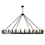 Farmhouse Matte Black Wagon Wheel Chandelier 36-Light 64-Inch - Omega Lifestyles