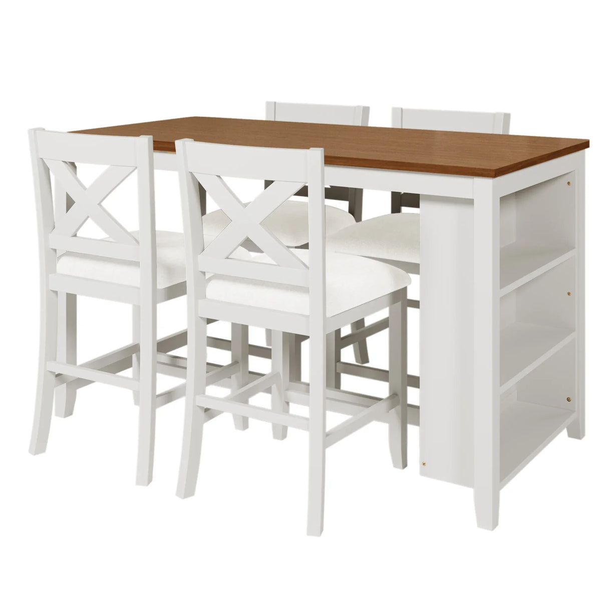 5-Piece Counter Height Rustic Farmhouse Dining Table Set - Omega Lifestyles