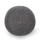 Modern Handmade Knit Cotton Round Pouf 20-Inch - Omega Lifestyles