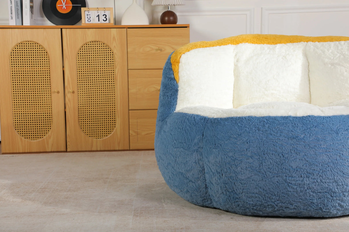 Multicolor Faux Fur Oversized Foam Filled Bean Bag Chair - Omega Lifestyles