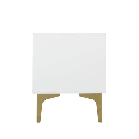 Antique White Particle Board TV Stand Console With LED Lights - Omega Lifestyles