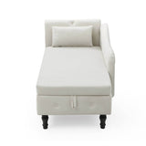 Velvet Upholstered Storage Chaise Lounge With Pillow - Omega Lifestyles