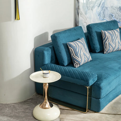 Modern Round Milk White Carbon Steel Side Table - Omega Lifestyles